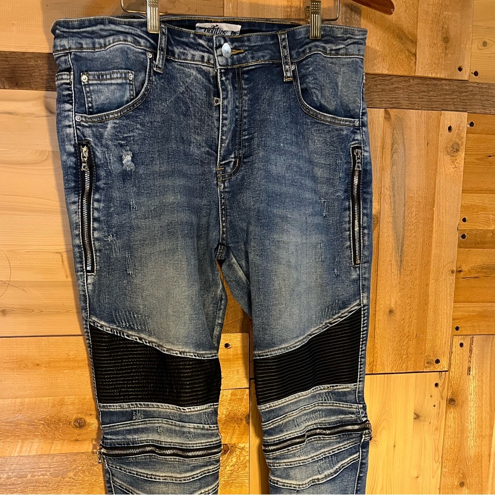 Politics Blue and Black Skinny Jeans with Traditional Styling